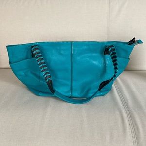 Nina Bossi Genuine Teal Leather Shoulder Bag